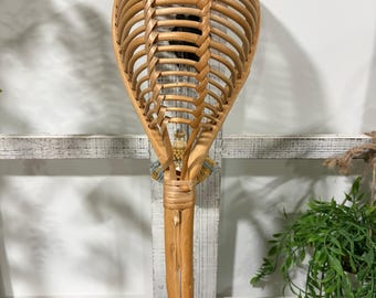 Vintage Style Woven Bamboo and Rattan Scoop Basket