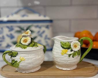 Ensemble de pot à crème et sucrier Lefton Daisy vintage Geo Z