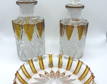 Ensemble 3 bouteilles de parfum de style Art déco et bibelot