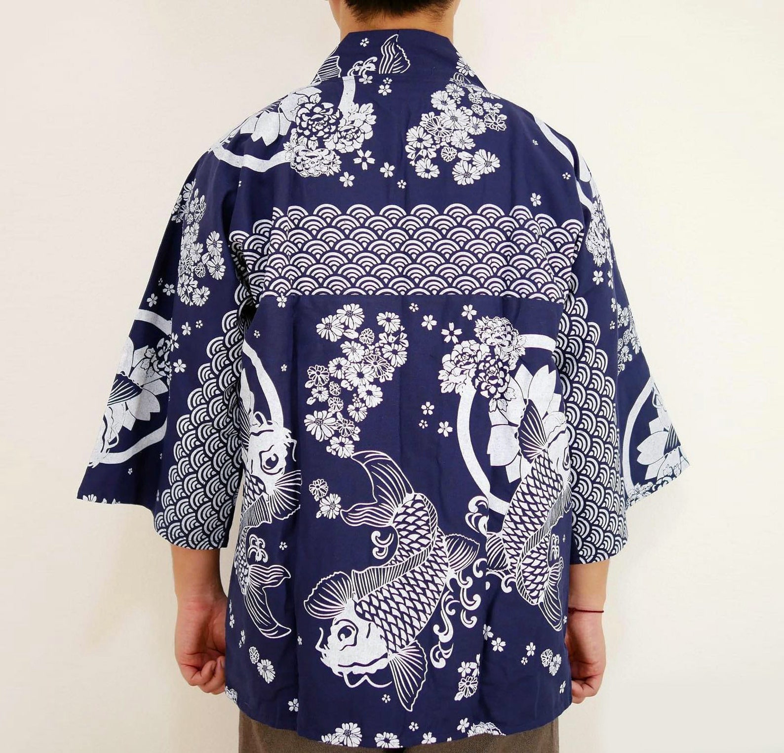 Japanese Koi Fish Pattern Unisex Kimono Jacket Yukata Etsy