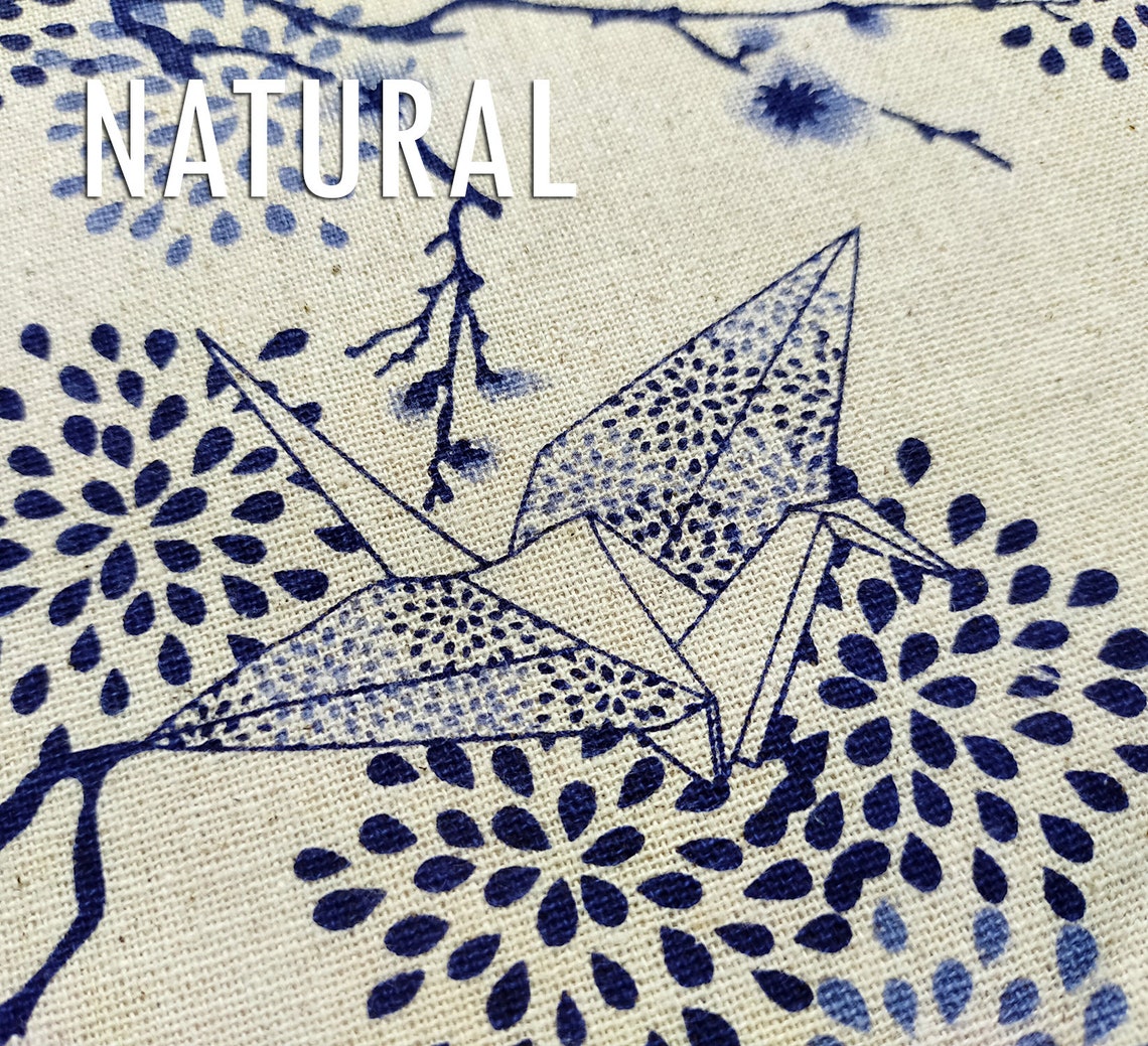 Origami Crane Bird Cotton Fabric Unbleached Cotton Fabric Etsy