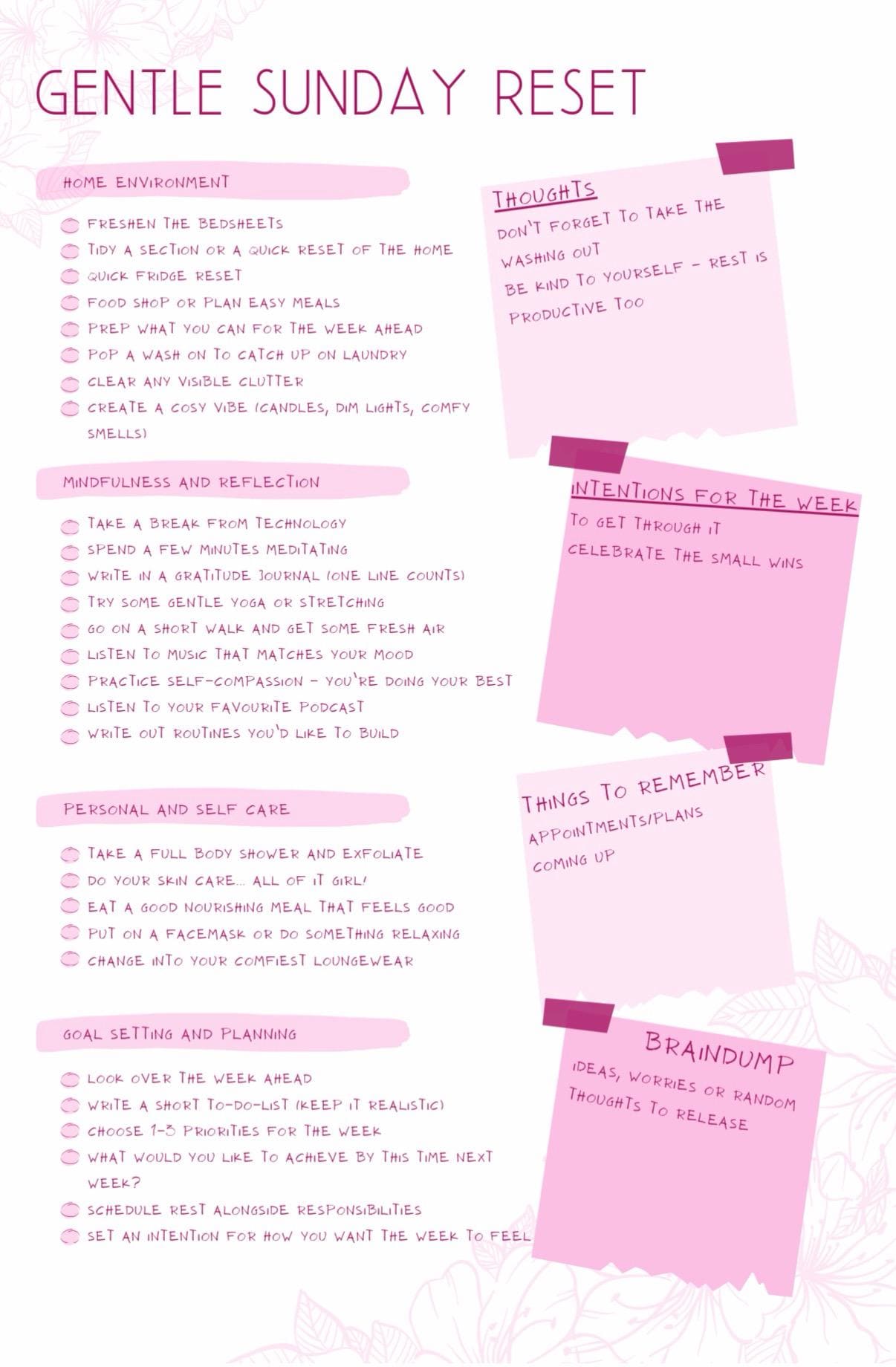 Sunday Reset Checklist | Printable Weekly Planner (ADHD Friendly ...