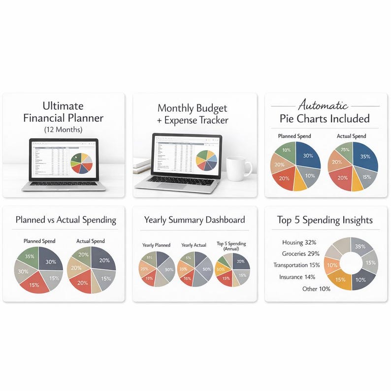 Budget Visual DIGITAL DOWNLOAD — Excel Budget Planner | Monthly + Yearly Overview ...