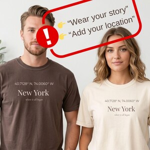 Custom Coordinates Shirt, Personalized Location Tee, Matching Couple Gift