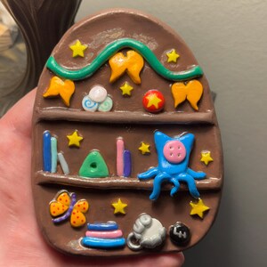 Coraline inspired clay bookshelf | Handmade image 2