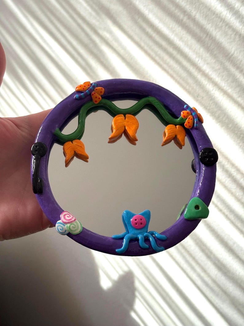 Coraline inspired clay mirror | Handmade image 2