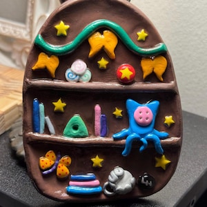Coraline inspired clay bookshelf | Handmade image 1
