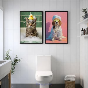 Custom Funny Pet Portrait from Photo, Spa Bathroom Decor, Dog Wall Art image 15