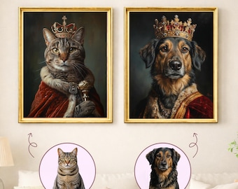 Custom Royal Pet Portrait from Photo, King or Queen Renaissance Style, Personalized Pet Art