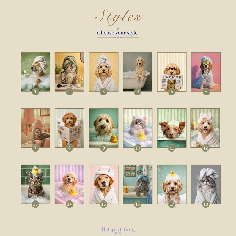 Retrato divertido de perro personalizado a partir de una foto, decoración para el baño de mascotas, arte de pared para perros y gatos. imagen 3