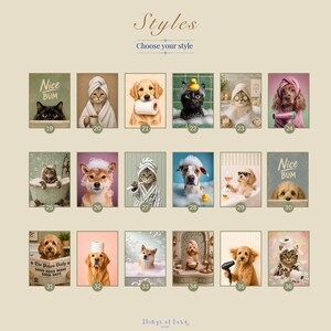Retrato divertido de perro personalizado a partir de una foto, decoración para el baño de mascotas, arte de pared para perros y gatos. imagen 4
