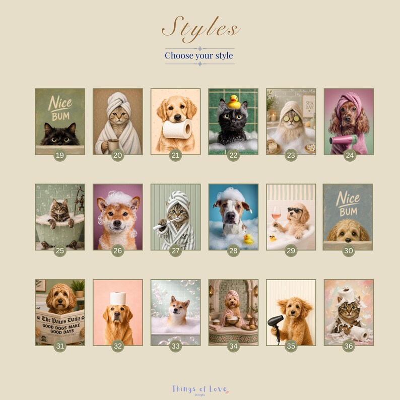 Retrato divertido de perro personalizado a partir de una foto, decoración para el baño de mascotas, arte de pared para perros y gatos. imagen 4