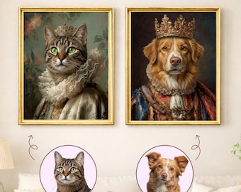 Custom Royal Pet Portrait from Photo, King Pet Painting, Renaissance Dog/Cat Wall Art