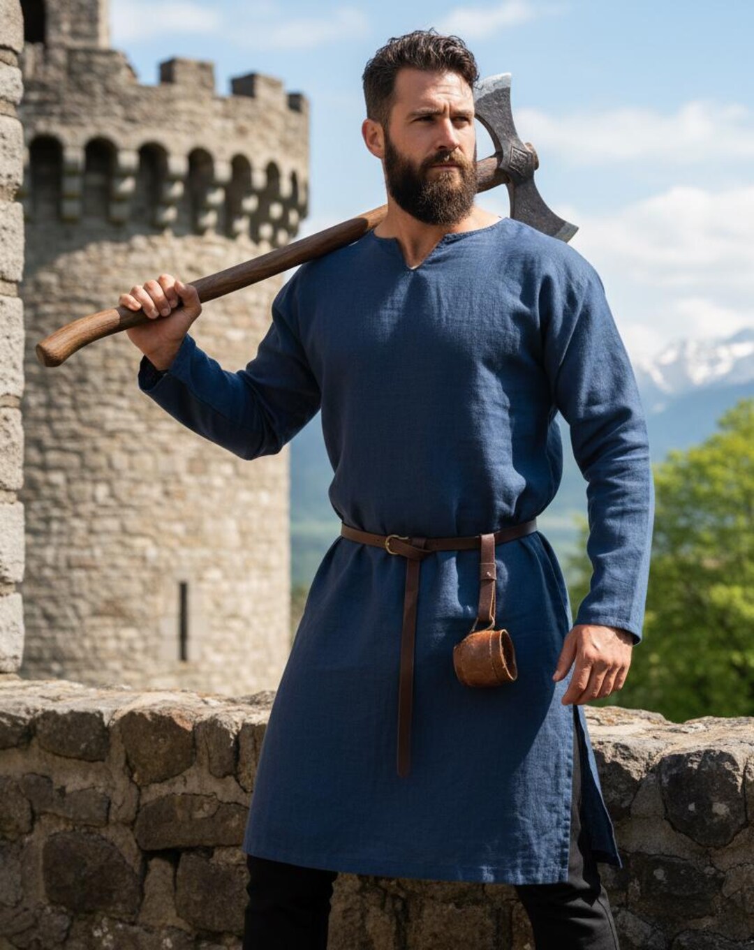 Medieval Renaissance Men's Tunic Shirt, Viking Long Shirt Knight Pirate ...