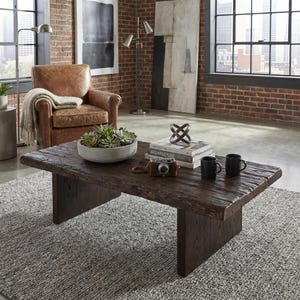 Table basse en bois de récupération faite main - Style japonais rustique