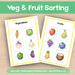 Fruits and Vegetables Sorting Activity | Preschool & Toddler Printables Montessori Fruits Vegetables Sorting Worksheets Homeschool Resource