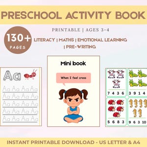 Preschool Curriculum Bundle l 3-4 Years Old Learning Worksheets l ABC, Writing, Maths & Social Emotional learning l Homeschool printables