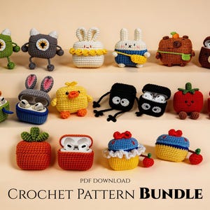 Set di custodie per auricolari 12 in 1 con motivo all'uncinetto, custodia per AirPods Pro, cover per auricolari kawaii