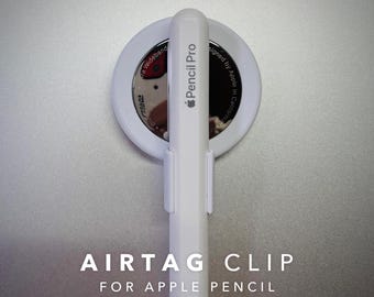 Apple Pencil AirTag Holder Clip – Slide-On Tracker, Pocket Clip, Minimal White Design (AirTag Not Included)