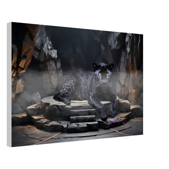 07 Canvas Print - Panther on Rock Pedestal
