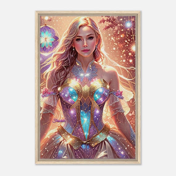85 Framed Canvas - Futuristic Woman in Sparkle