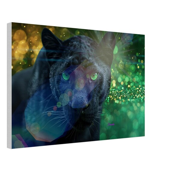 08 Canvas Print - Black Panther with Green eyes