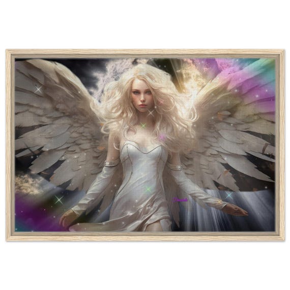 05 Framed Canvas Art - Angel with Rainbow