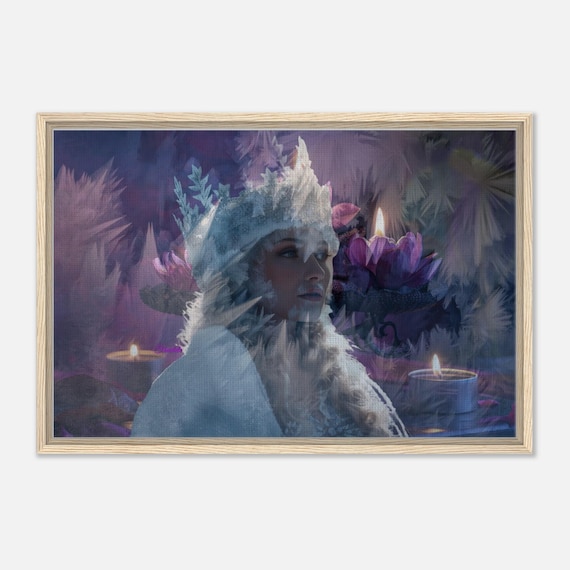 31 Framed Canvas - Ice Queen with Candles and Flowers