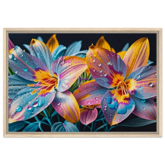 69 Framed Canvas - Colorful Lilies