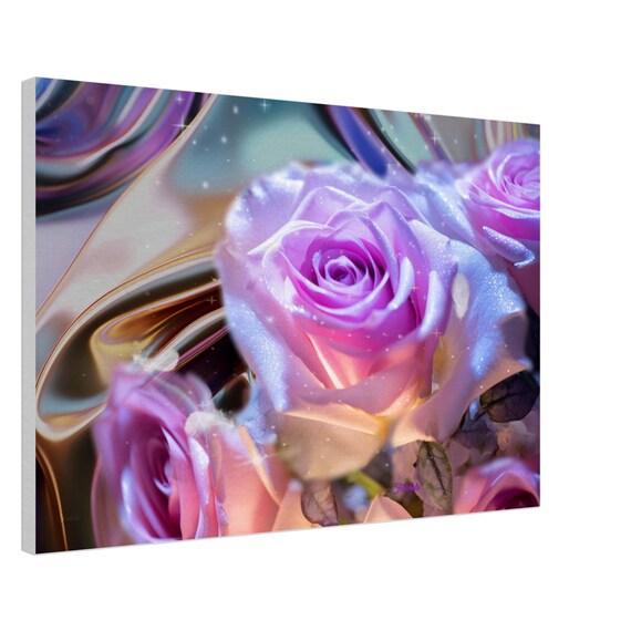 54 Stretched Canvas Print - Floral Design with Bokeh Lights