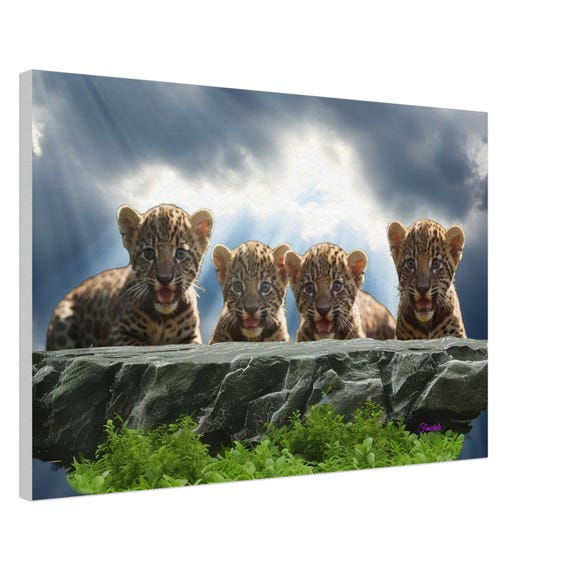 45 Canvas Print Leopard Cubs