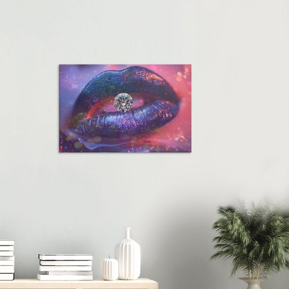 65 Canvas Print - Black Diamond Lips