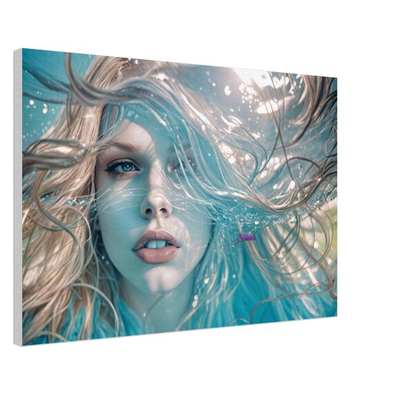73 Canvas Print - Woman Under Blue Water