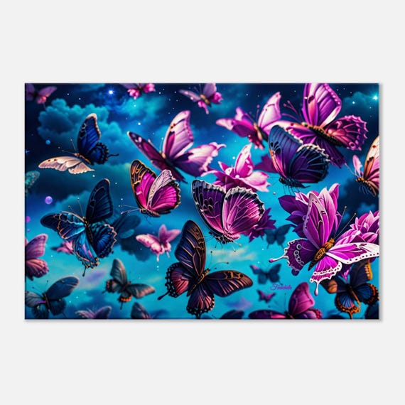 13 Canvas Print - Colorful Butterfly Gathering