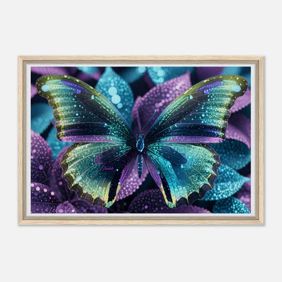 99 Framed Canvas - Colorful Butterfly