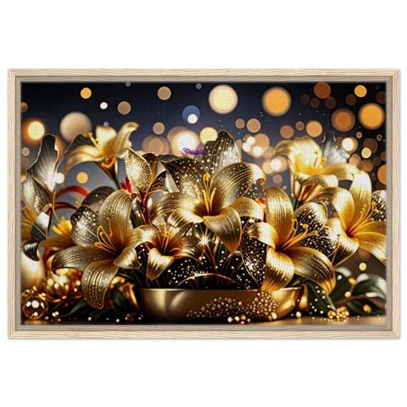 71 Framed Canvas - Golden Lilies