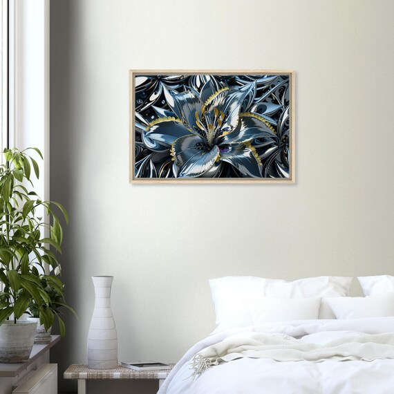 53 Framed Canvas - Silver Gold Lily