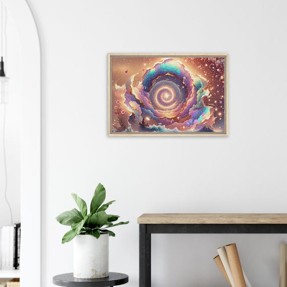 77 Framed Canvas - Colorful Waterfall Tunnel