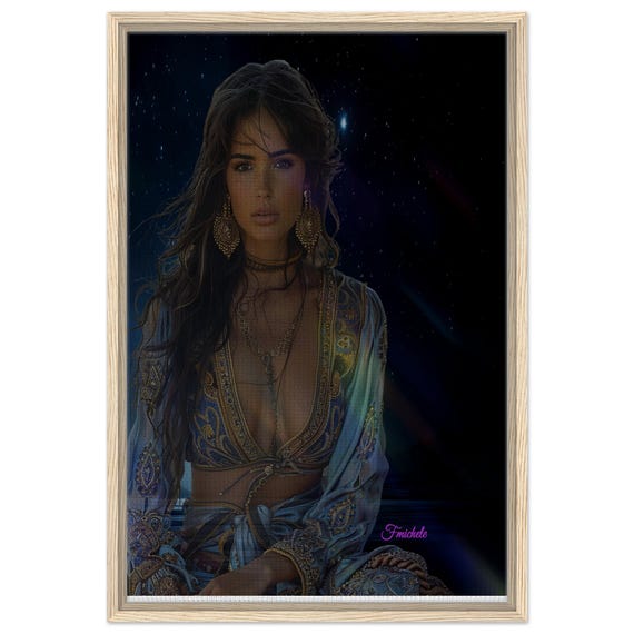 46 Framed Canvas - Elegant Woman in Traditional Arabic Dress