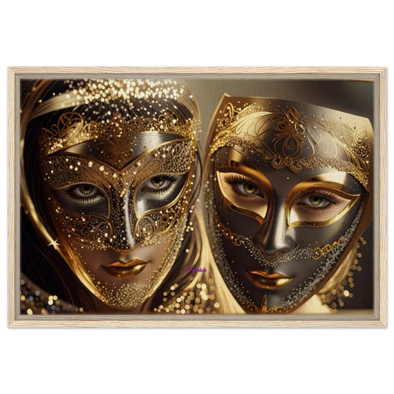 01 Framed Canvas - Golden Masks
