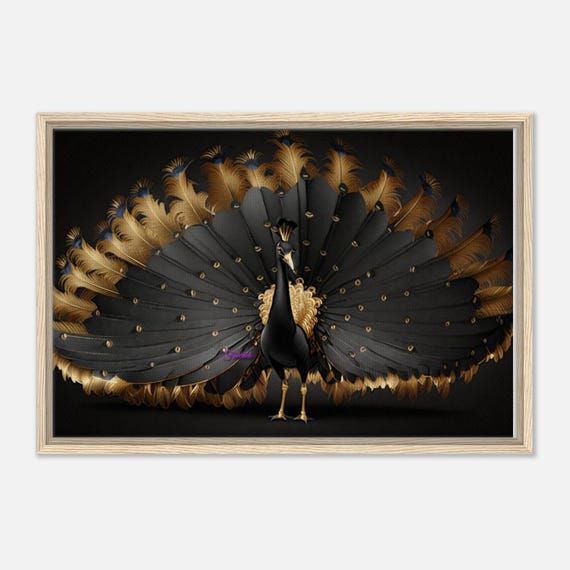 83 Framed Canvas - Golden Peacock