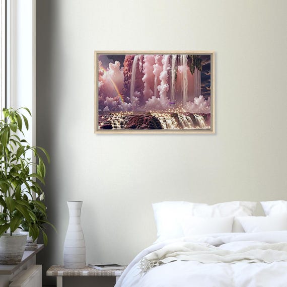 79 Framed Canvas - Twinkling Waterfalls