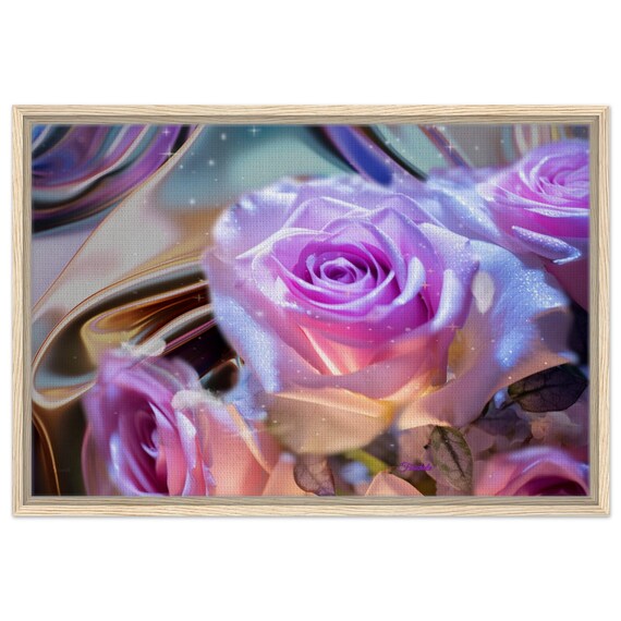26 Framed Canvas – Flower with Bokeh Lights