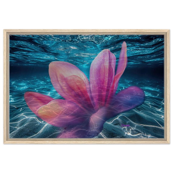 58 Framed Canvas - Pink Flower in Water