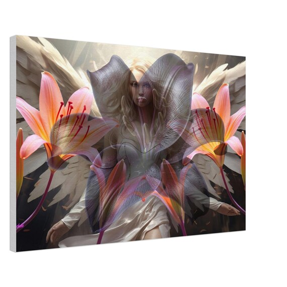 04 Canvas Print - Angel and Lilies