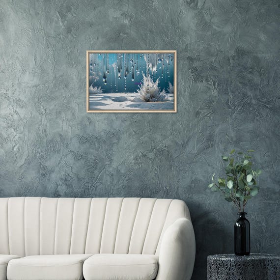 80 Framed Canvas - Frozen Water Drops