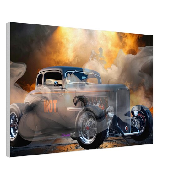 30 Canvas Print - Smokey Hot Rod Car