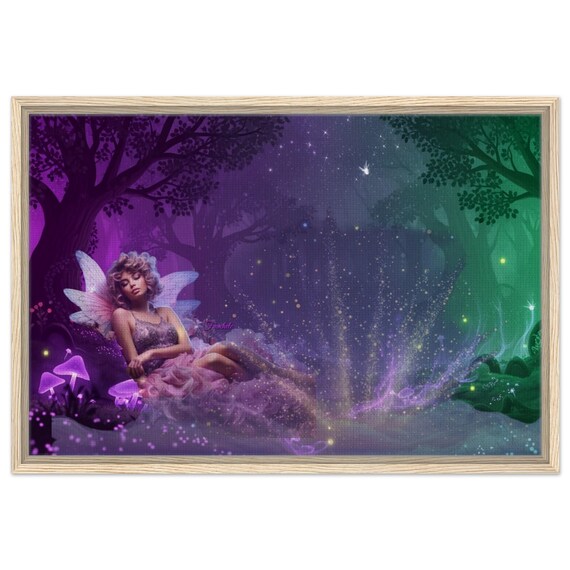 67 Framed Canvas - Fairy Sleeping in Woods