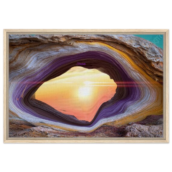 72 Framed Canvas -  Colored Rock with Sunset