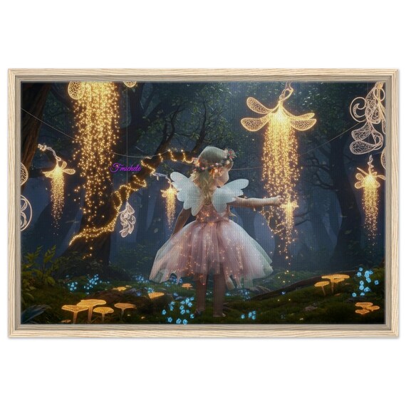 68 Framed Canvas - Little Fairy with Lights